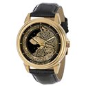 Noble Celtic Wolf Art Solid Brass Wrist Watch Collectible. Golden.