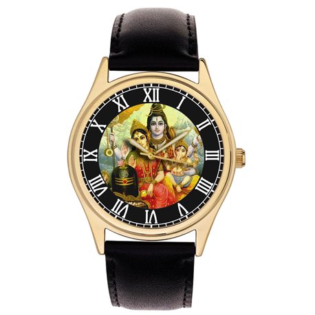 Lord Shiva, Parvati and Bal Ganesh. Hinduism Collectible Wrist Watch