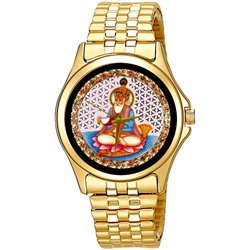 Gold Jhulelal Sindhu Sindhi Religious Art Wrist Watch
