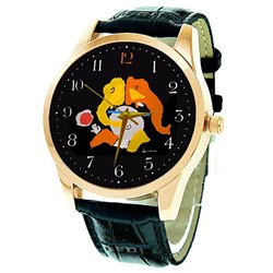 The Dancing Lord Ganesha Contemporary Classic MF Hussein Art Solid Brass Wrist Watch