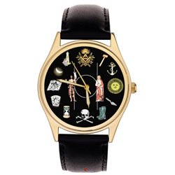 Masonic Wrist Watch. Large Symbolic "Two Saint Johns" Freemasonry Gents Wrist Watch