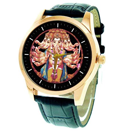Colorful Ganesha Hinduism Kitsch Religious Art Steel Wrist Watch