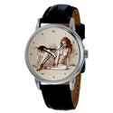 Vintage American Erotic Art "Pouty Lips" Collectible 40 mm Solid Brass Wrist Watch