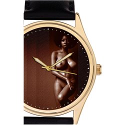 Chocolate Nude Ebony Black Erotic Art Solid Brass Wrist Watch