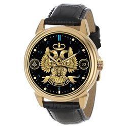 Rito Escocés de 33 grado Twin Eagle Masonic Freemasonry Simbólico Solid Brass Wrist Watch