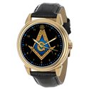 Ancient Sapphire Blue Art Masonic Symbolism Freemasonry Solid Brass Wrist Watch