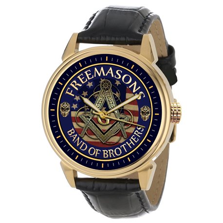 Band of brothers Freemasonry Divider & Scale Collectible Gold-Washed Wrist Watch