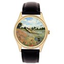 Claude Monet Poppy Field Arte impresionista Impresionante reloj de pulsera de latón sólido 40mm