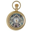 Mermaid Art Mock Pendulum Automaton Solid Brass Pocket Watch, 17 Jewels, 50 mm