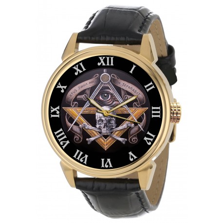 Ancient Freemasonry Skull Art Masonic Symbolism 40 mm Collector's Wrist Watch