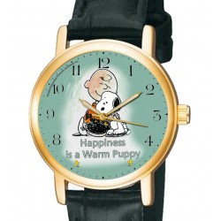 ¡La felicidad es un cachorro cálido! Clásico Charlie Brown Snoopy Peanuts Reloj de pulsera coleccionable