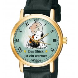 Das Glück ist ein warmer Welpe Snoopy, Peanuts Sammler 30 mm Unisex Armbanduhr