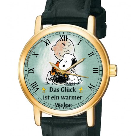 Happiness is a Warm Puppy! Classic Charlie Brown Snoopy Peanuts Collectible Wrist Watch