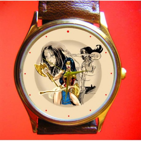 WONDER WOMAN - Reloj de pulsera Vintage Comic Collage