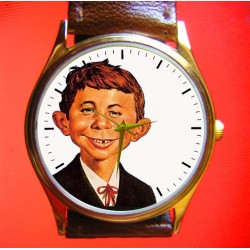 Mad Magazine Alfred E. Neumann Collectible Solid Brass Wrist Watch