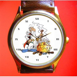 Astérix y Obélix "¡Getafix!" Vintage Comic Art Coleccionable Solid Brass Wrist Watch