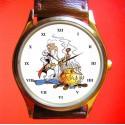 Astérix y Obélix "¡Getafix!" Vintage Comic Art Coleccionable Solid Brass Wrist Watch