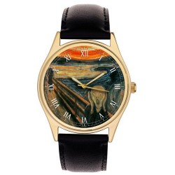 Edvard Munch The Scream Vintage French Lithograph Print 40 mm Solid Brass Watch