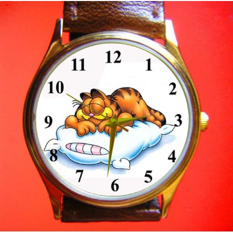 Garfield Iconic Lazy Cat Art Solid Brass Unisex Wrist Watch