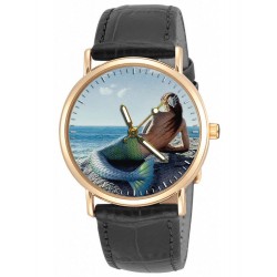 Mermaid Fantasy Art Solid Brass Collectible Wrist Watch. Beautiful Colours.