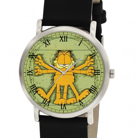 Iconic Garfield the Vitruvian Cat, Solid Brass Vintage Collectible Unisex Wrist Watch