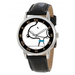 Peanuts Snoopy Large Men's Watch. Minimalist Black & White Dial. With Pinewood Keepsake Box