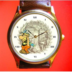 Astérix y Obélix Mansión Vintage de los Dioses Arte Cómico Francés Reloj de pulsera coleccionable