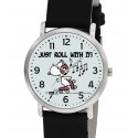 Just Roll With It, Classic Snoopy Roller Skating Existentialist Art Peanuts Wrist Watch. Boys Blue