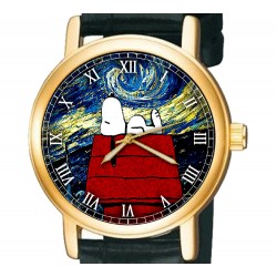 Snoopy v/s Van Gogh. "Starry Nights" Existential Symbolism Mens's Comic Art Wrist Watch