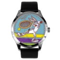 Rare Bugs Bunny 1940s Looney Tunes Lawn Tennis Comic Art Solid Brass Collectible Wrist Watch