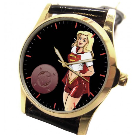 ¡Superchica! - Vintage Solid Brass Inspirational Comic Art Reloj de pulsera para niñas