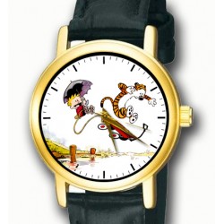 Calvin & Hobbes - ¡La locura habitual! Nostálgico Bill Waterson Art Reloj de pulsera coleccionable