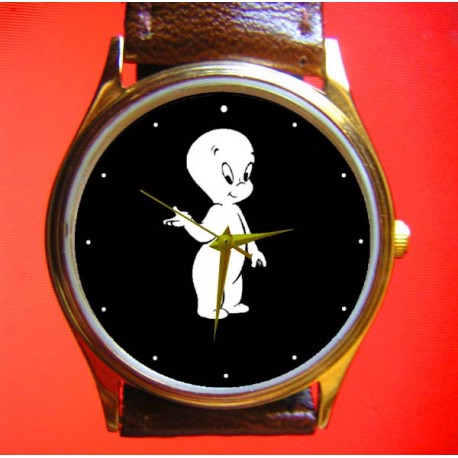 Casper the Friendly Ghost, Classic B&W Comic Art Solid Brass Collectible Wrist Watch