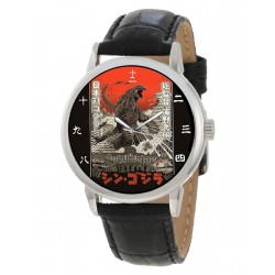 Clásico Godzilla Japonés Grabado en Madera Kanji Dial Reloj de Pulsera Coleccionable. ゴジラ腕時計