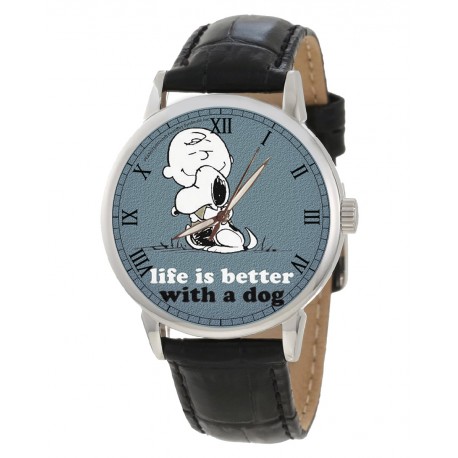 Life is Better with a Dog, Classic Snoopy Art Peanuts Collectible Wrist Watch