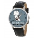 Life is Better with a Dog, Rare Adult Size Snoopy Art Peanuts Collectible Wrist Watch.