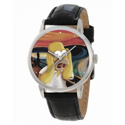 Homer Simpson v/s Edvard Munch Scream "Crisis existencialista" Comic Art Reloj de pulsera