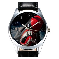 Curtiss Kittyhawk WW-II RAF Cult Shark Aviation Art Brass Wrist Watch