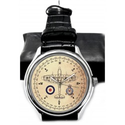 Spitfire 609 Squadron Royal Air Force WW-II Compass Art Solid Brass Wrist Watch