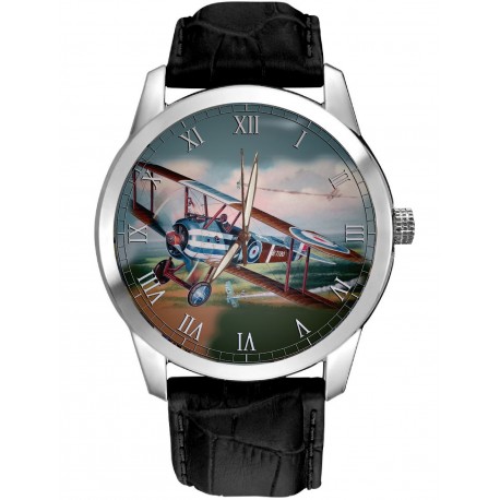 WW-I Sopwith Camel Raf Biplane Teal-Blue Art Collectible 40 mm Wrist Watch