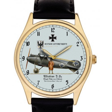 Vintage D.III Albatros Biplane Luftstreitkräfte Germany WW-I Aviation Art 40 mm Solid Brass Wrist Watch
