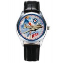 Classic Pinup USAAF B-17 Flying Fortress Rare WW-II Aviation Art Wrist Watch. Made in USA