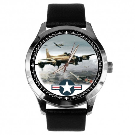 USAAF B-17 Flying Fortress Rare WW-II Aviation Art Wrist Watch