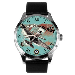 Wings of Victory. Historical Hawker Hurricane WW-II RAF Aviation Art Collectible Wrist Watch