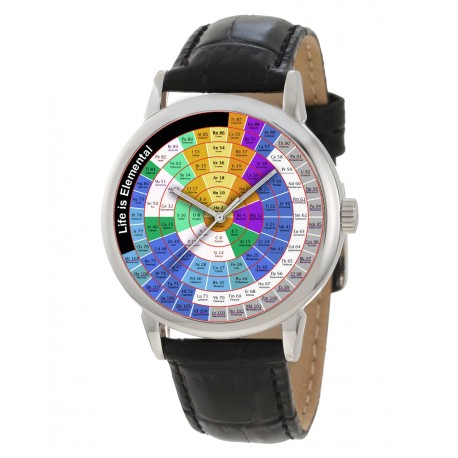 The Periodical Table, Angular / Circular, Classic Chemistry Art Collectible Wrist Watch 40 mm