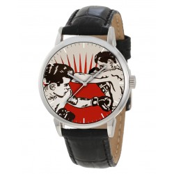 Warholesque Pop Boxer Boxing Art Reloj de pulsera coleccionable de latón sólido
