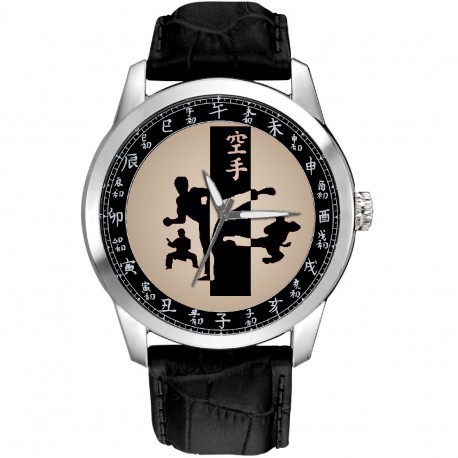 Karate Martial Arts Classic Collectible Silhouette Art Mandarin Dial 40 mm Wrist Watch