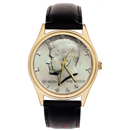Classic President John F. Kennedy JFK Silver Dollar Art Collectible 40 mm Solid Brass Wrist Watch