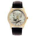Classic President John F. Kennedy JFK Silver Dollar Art Collectible 40 mm Solid Brass Wrist Watch