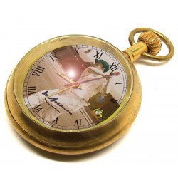 Sir Don Bradman at Lords Sepia & Bottle Green Cricket Art 17 Jewels Pocket Watch